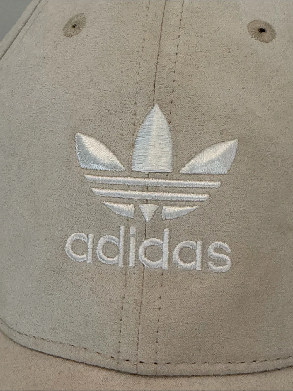 Adidas Trefoil Beige Faux Suede Adjustable Baseball Hat Cap Unisex